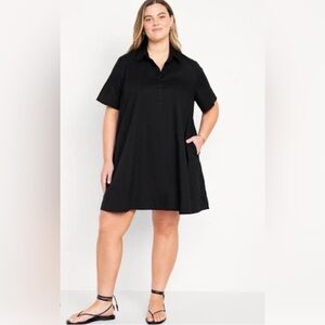 Old Navy plus size black a line swing shirt mini dress